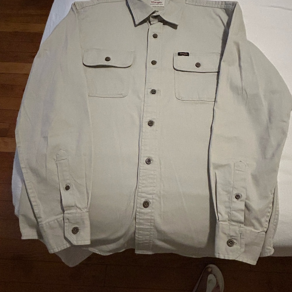 Wrangler Light Gray Button-Up Shirt Jacket